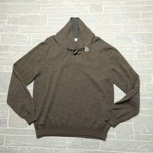 Toscano Firenze Sweater Adult XL Gray Brown Merino Wool Blend Roll Neck‎ Preppy